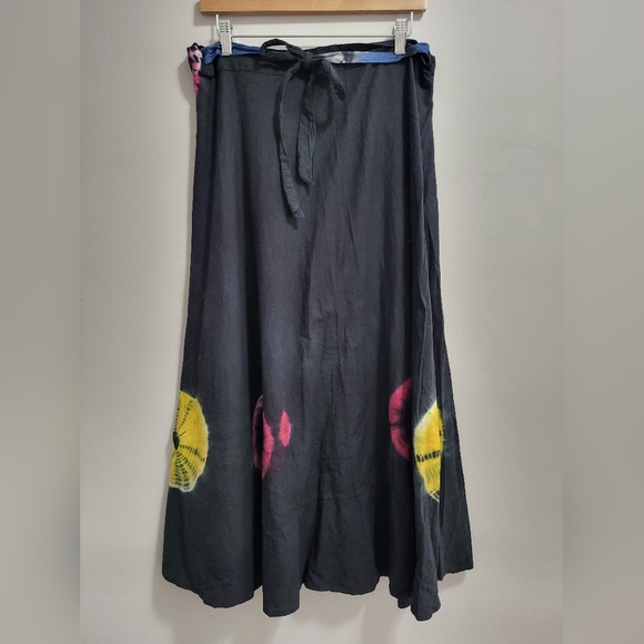 Belma 100% Cotton Made in India Tie Dye Rainbow Wrap Maxi Skirt One Size - Picture 2 of 6